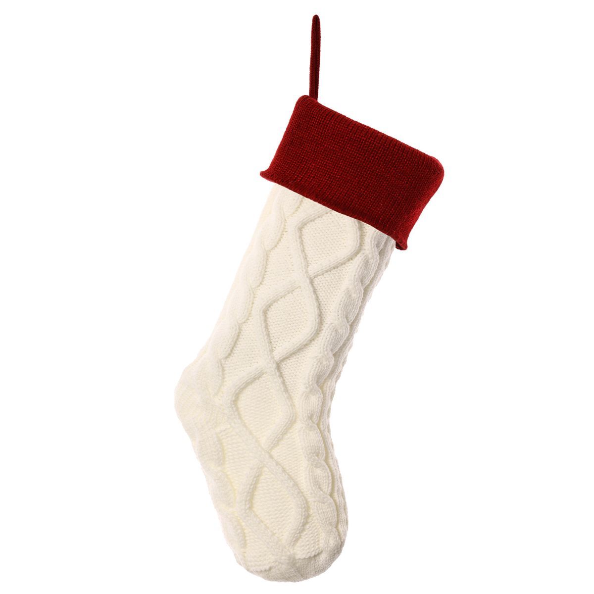Christmas stocking, knitted stocking, diamond pattern stocking, wool Christmas view 5