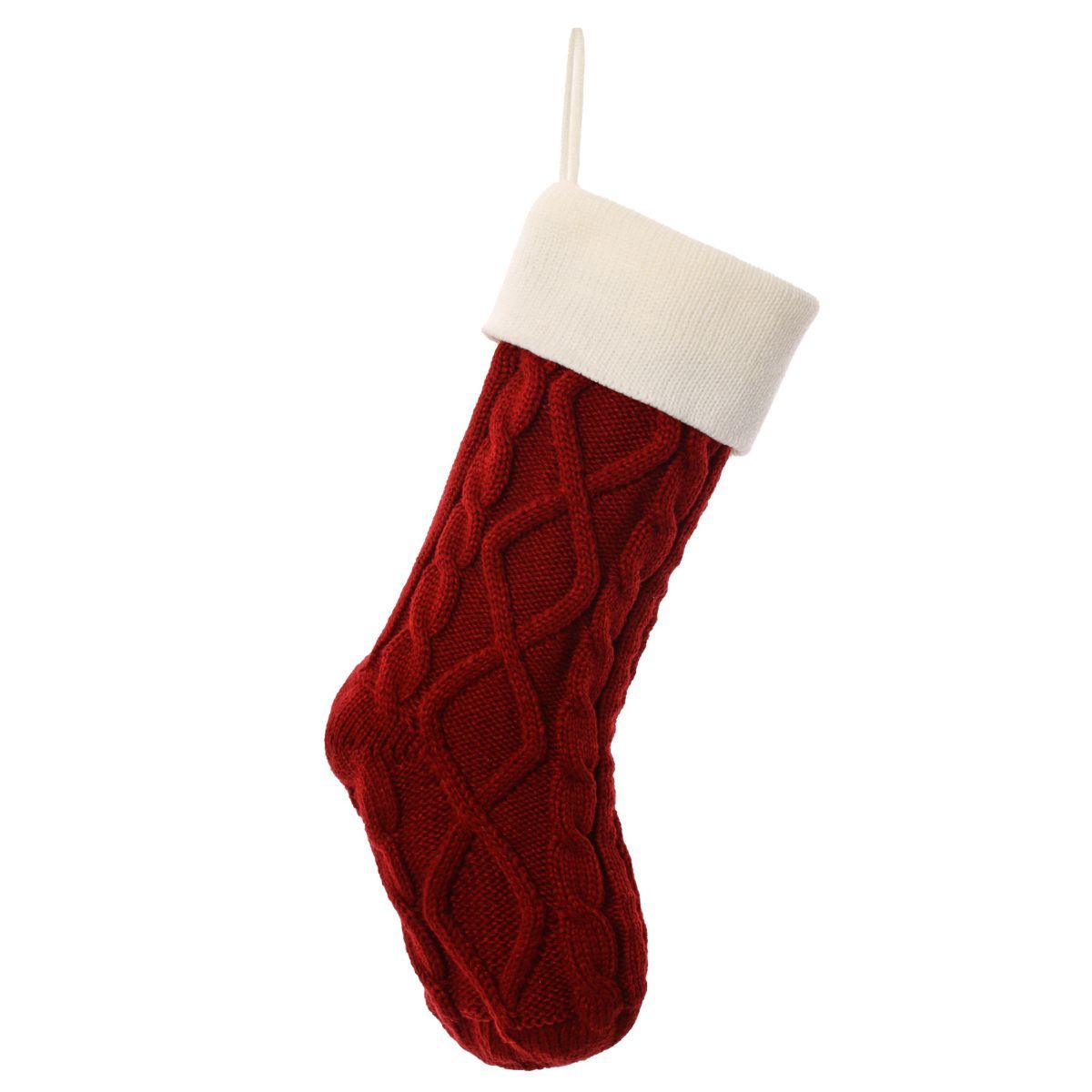 Christmas stocking, knitted stocking, diamond pattern stocking, wool Christmas view 5