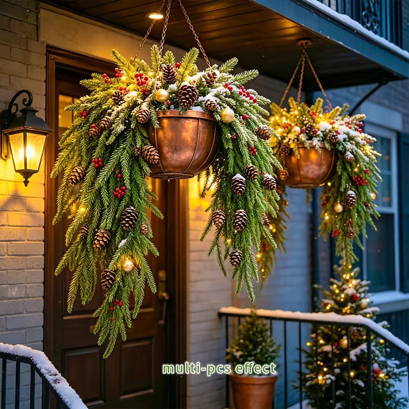 Christmas Pinecone Garland 10 Piece Garland Set Christmas Mantel Decor Holiday view 5