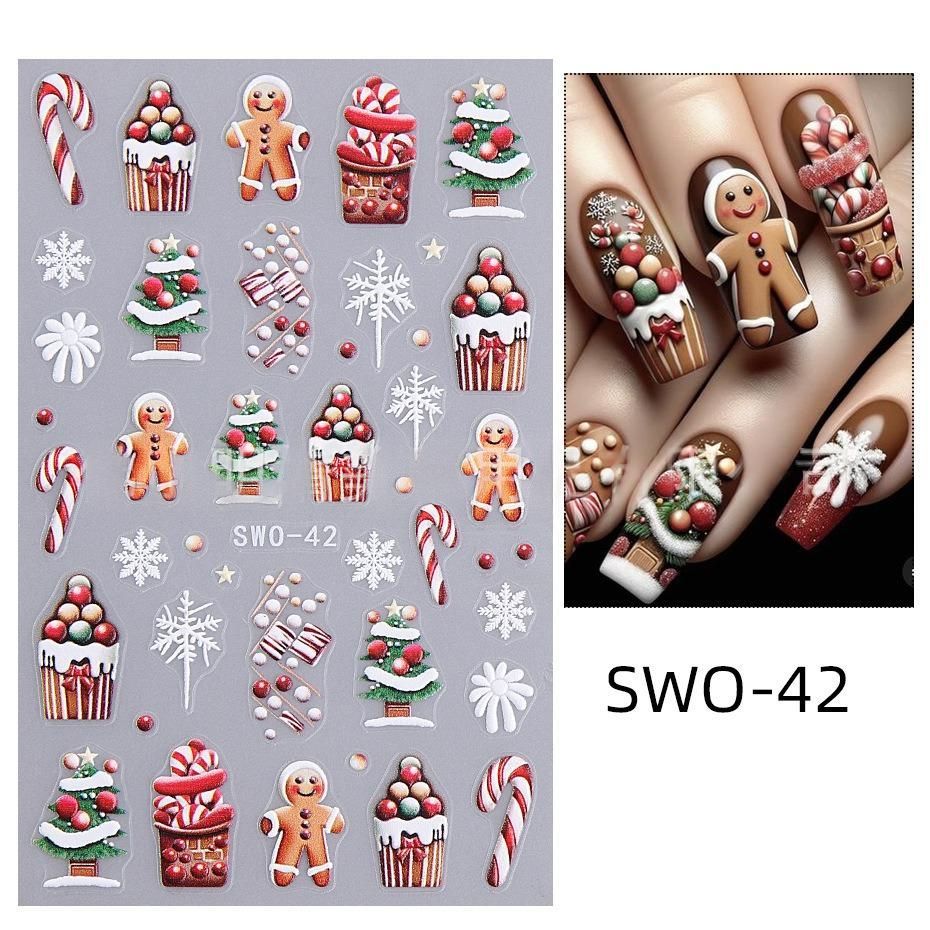 Christmas Nail Stickers Holiday Nail Art Festive Nail Decals Self-Adhesive view 5