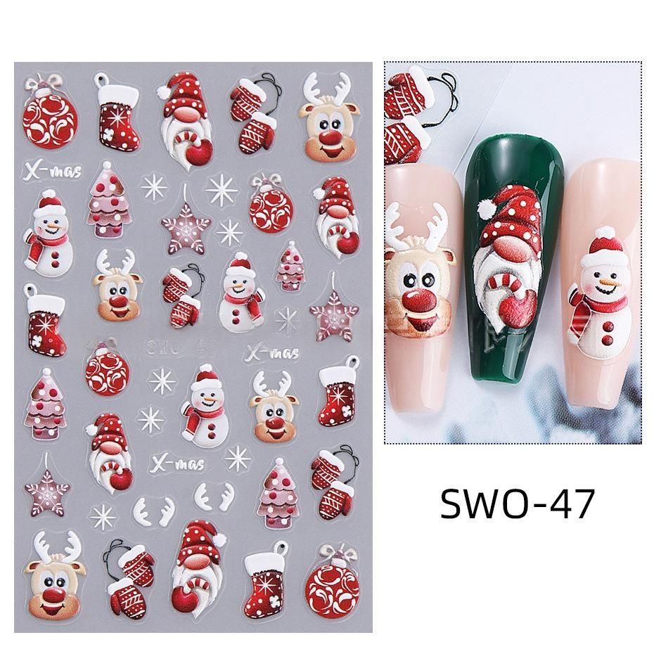 Christmas Nail Stickers Holiday Nail Art Festive Nail Decals Self-Adhesive view 7