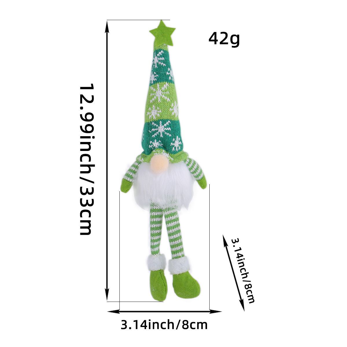 Christmas decoration, knitted forest man, sitting Christmas ornament view 2