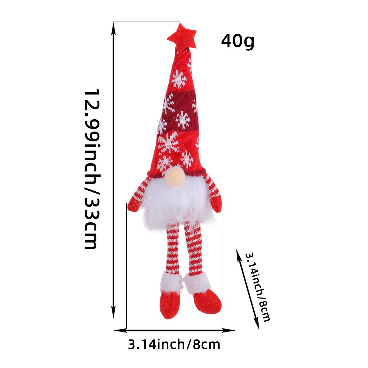 Christmas decoration, knitted forest man, sitting Christmas ornament view 3