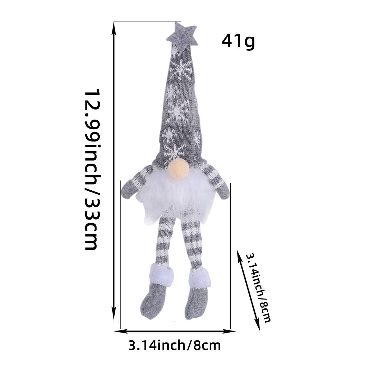 Christmas decoration, knitted forest man, sitting Christmas ornament view 4