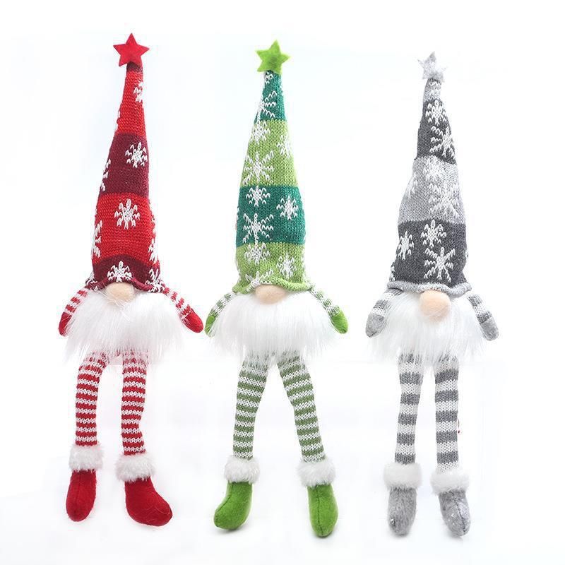 Christmas decoration, knitted forest man, sitting Christmas ornament view 6