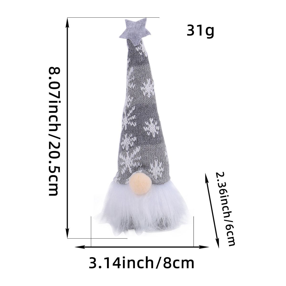 Christmas decoration, knitted forest man, sitting Christmas ornament view 7