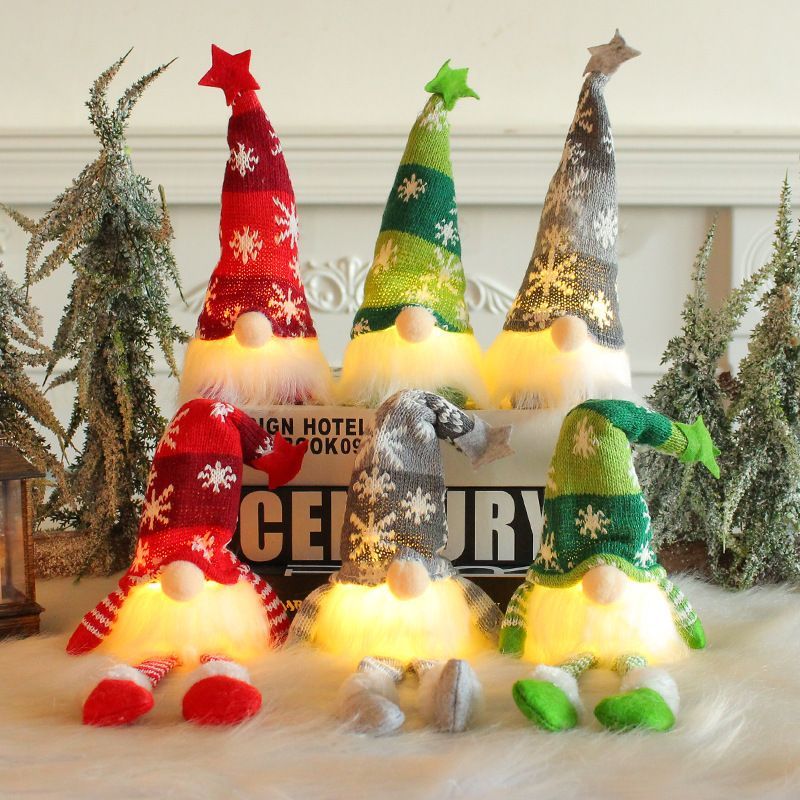 Christmas decoration, knitted forest man, sitting Christmas ornament view 8
