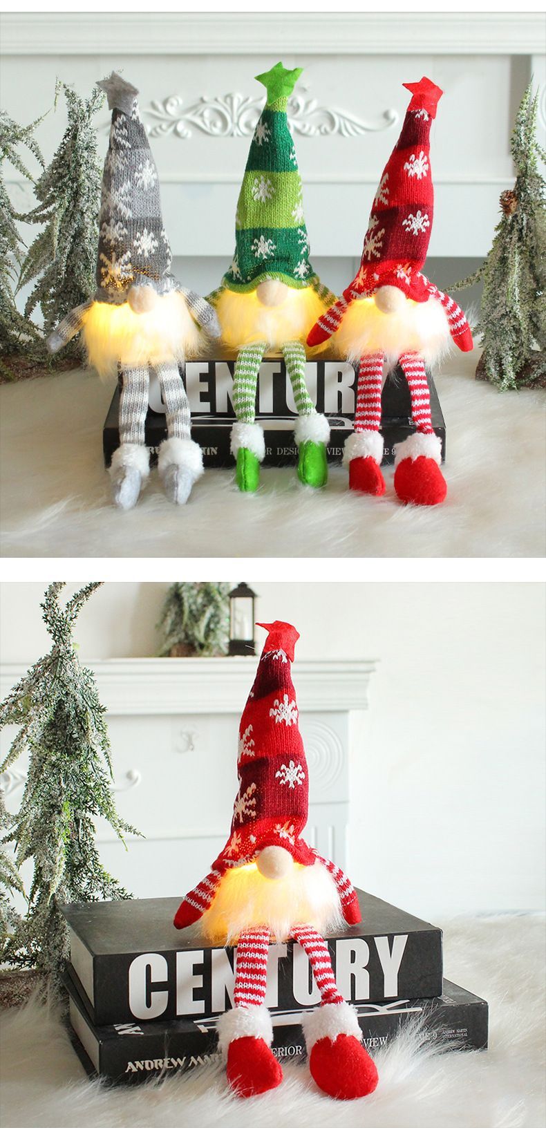 Christmas decoration, knitted forest man, sitting Christmas ornament view 13