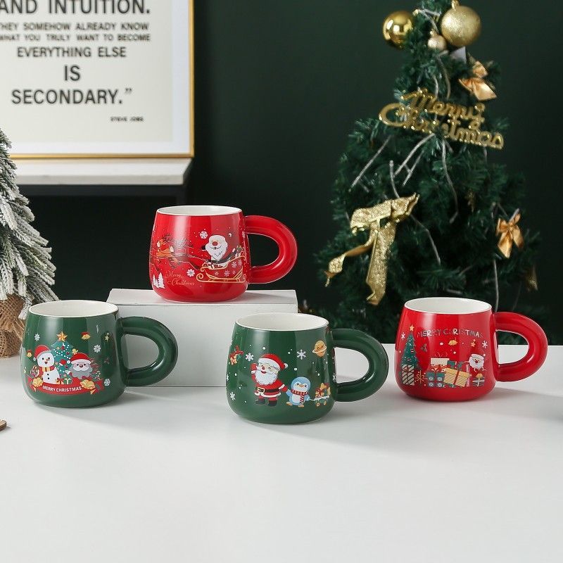 Christmas mug, ceramic mug, mug with lid and spoon, Santa Claus mug, festive view 5