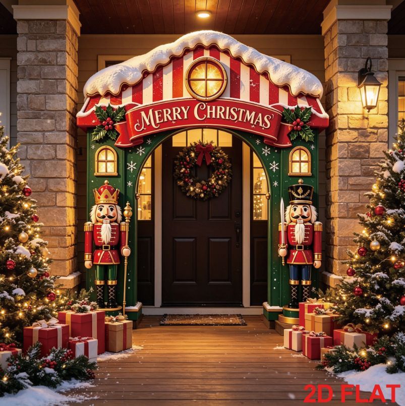 Christmas Decoration 2D Flat Banner Merry Christmas Archway Front Porch Decor view 3