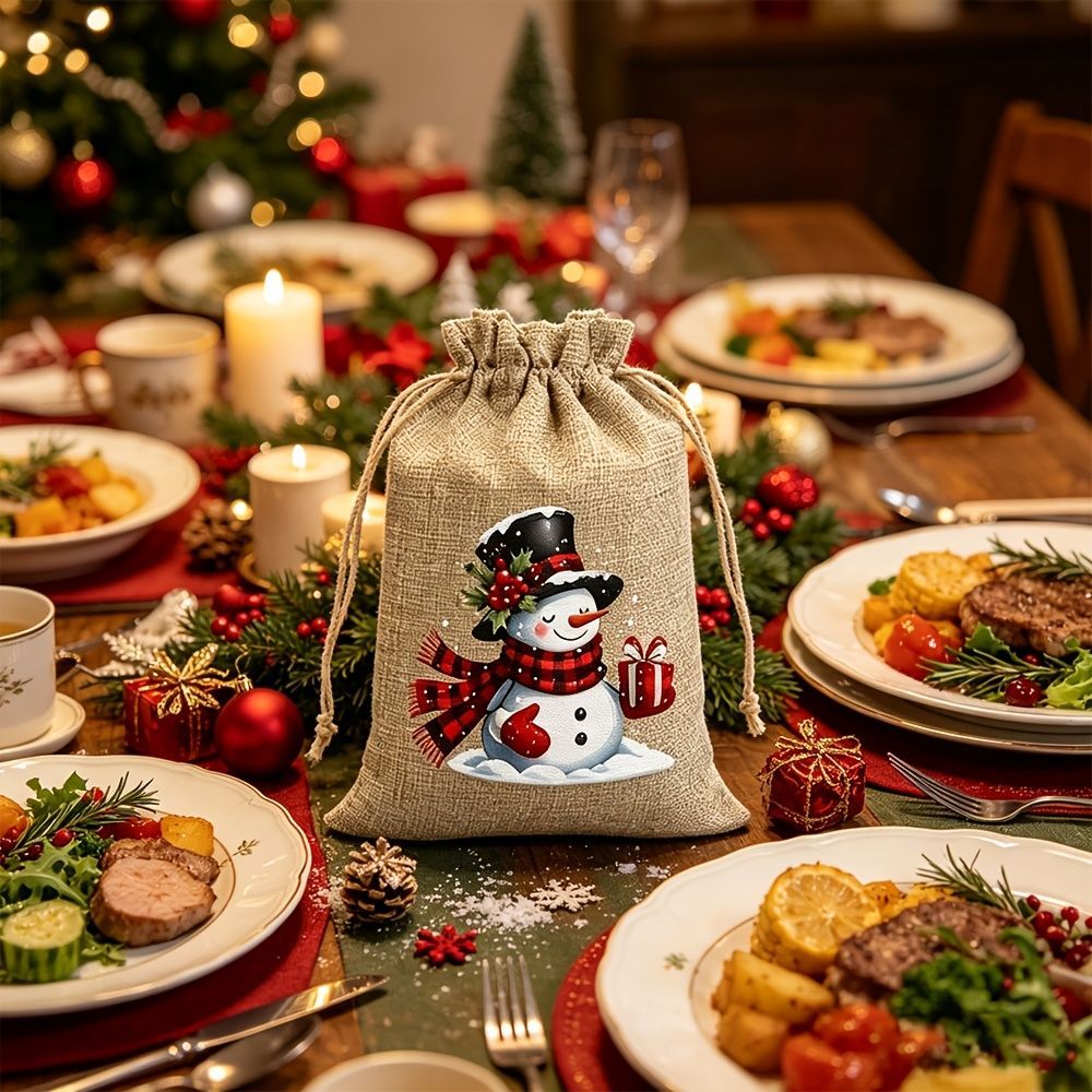 Christmas Gift Bags Linen Gift Bags Drawstring Gift Bags Reusable Gift Bags view 5