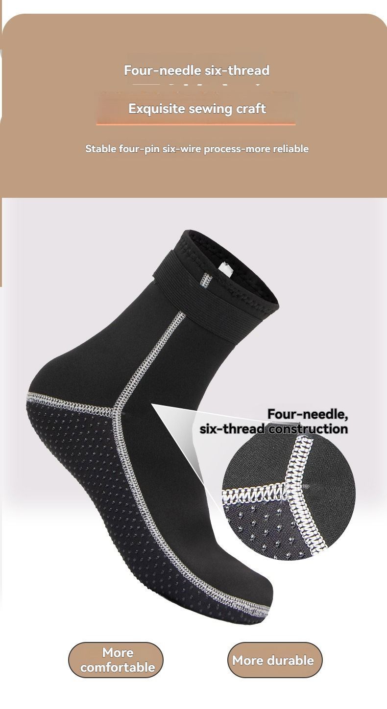 unisex diving socks, 3MM neoprene socks, mid-calf diving socks, hook-and-loop view 13