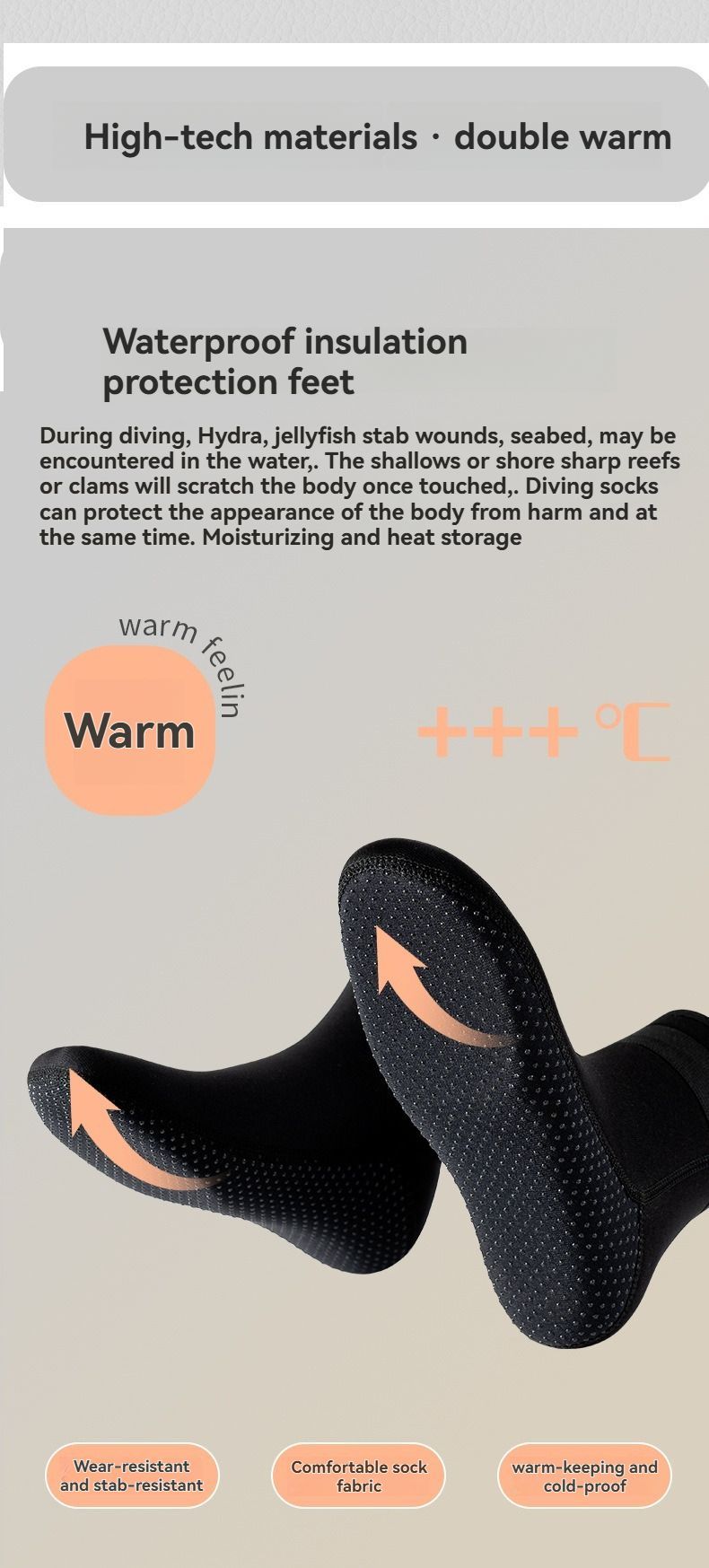 unisex diving socks, 3MM neoprene socks, mid-calf diving socks, hook-and-loop view 14