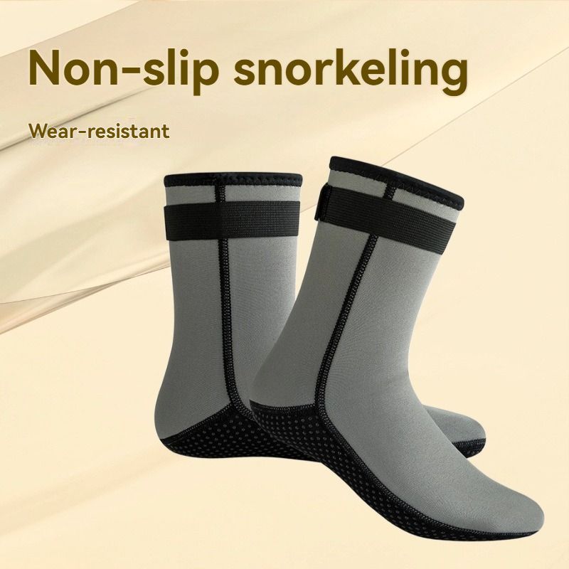unisex diving socks, 3MM neoprene socks, mid-calf diving socks, hook-and-loop view 6