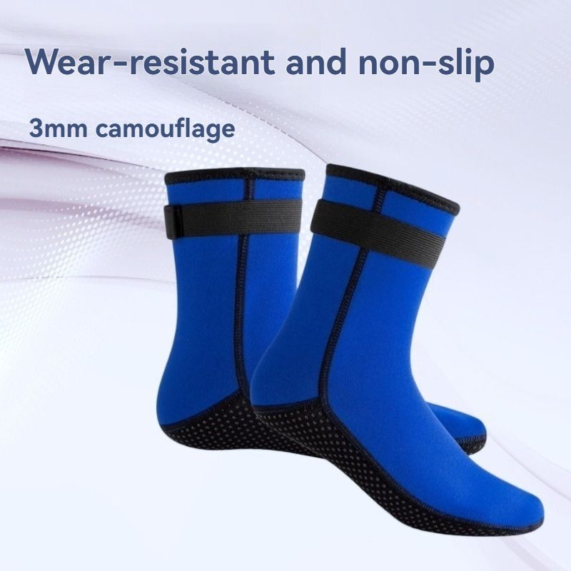 unisex diving socks, 3MM neoprene socks, mid-calf diving socks, hook-and-loop view 7