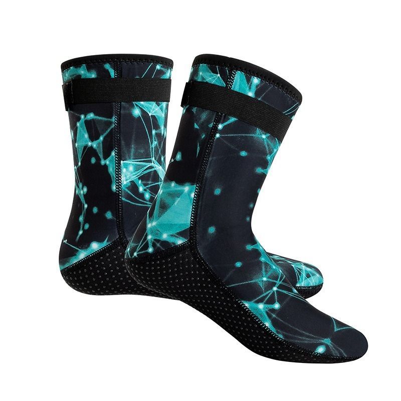 unisex diving socks, 3MM neoprene socks, mid-calf diving socks, hook-and-loop view 5
