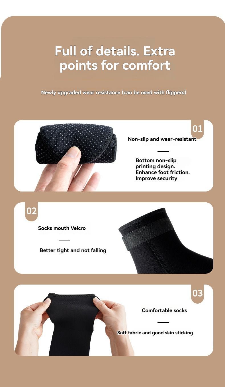 unisex diving socks, 3MM neoprene socks, mid-calf diving socks, hook-and-loop view 11