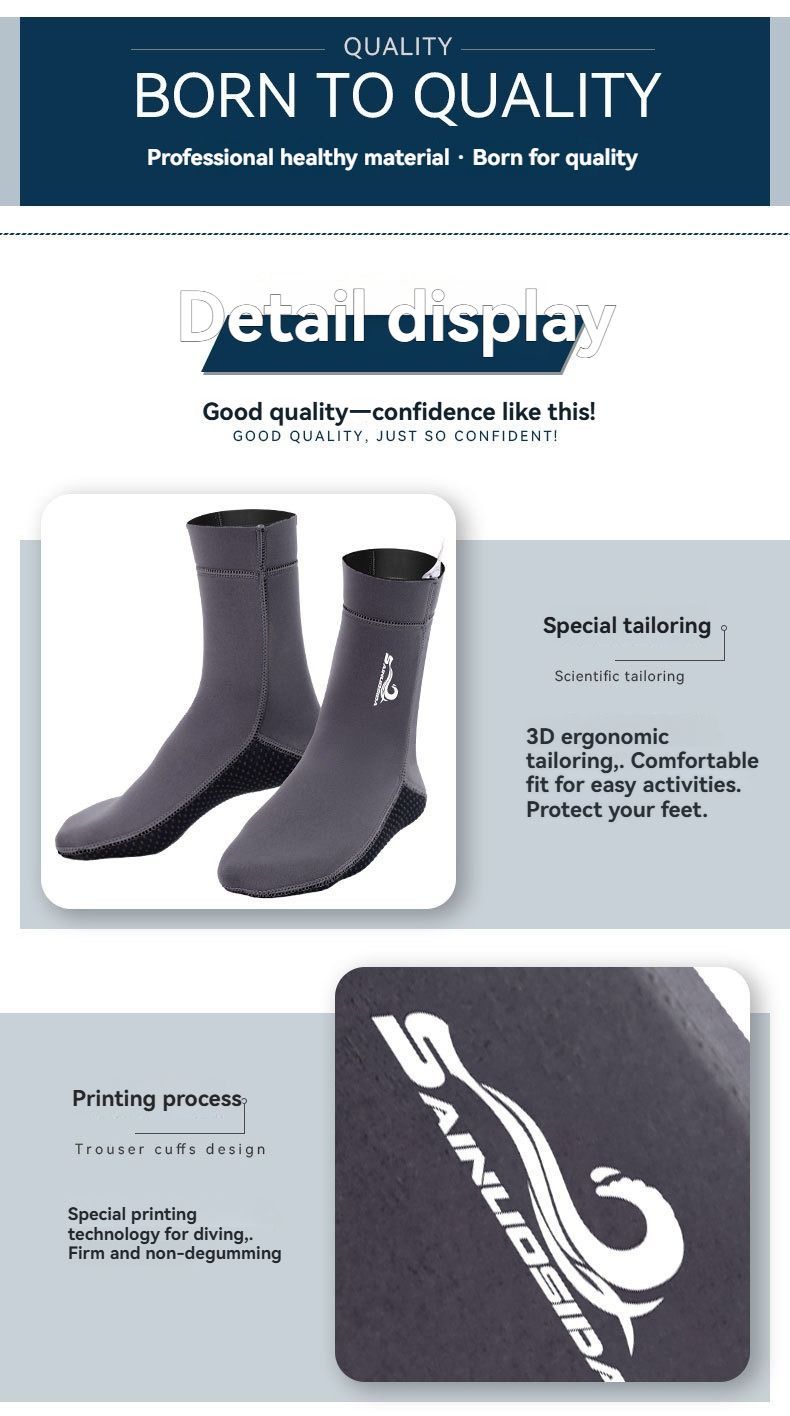 unisex diving socks, 3MM neoprene socks, mid-calf diving socks, hook-and-loop view 10