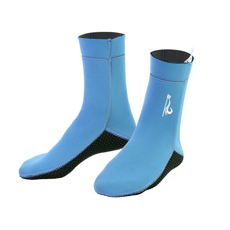 unisex diving socks, 3MM neoprene socks, mid-calf diving socks, hook-and-loop view 4