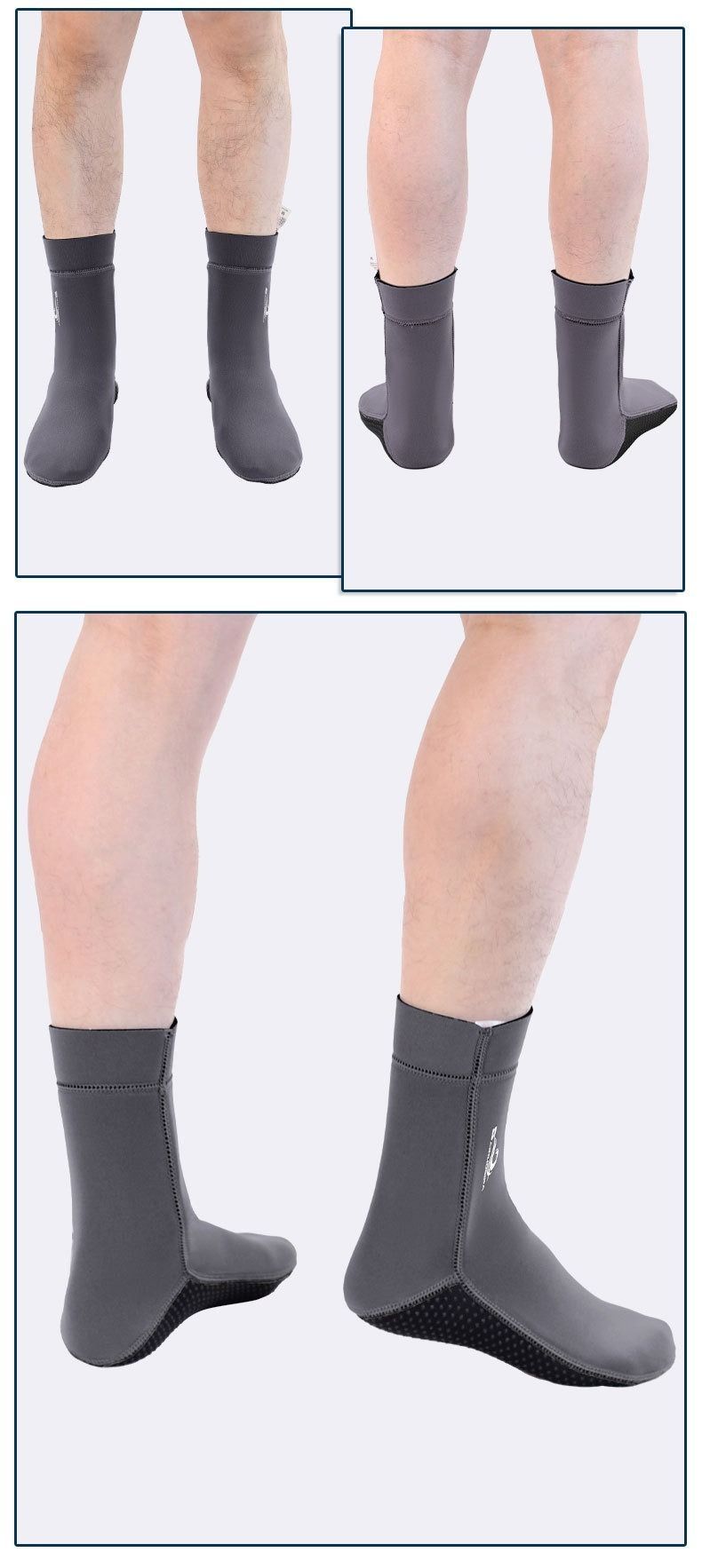 unisex diving socks, 3MM neoprene socks, mid-calf diving socks, hook-and-loop view 7