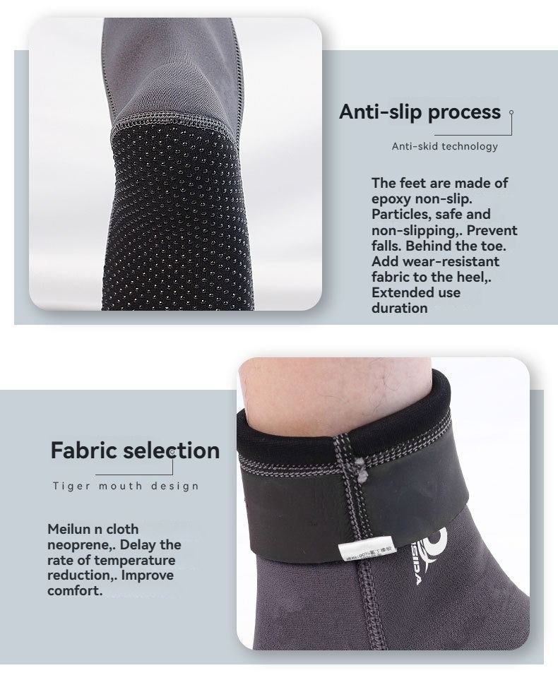 unisex diving socks, 3MM neoprene socks, mid-calf diving socks, hook-and-loop view 8