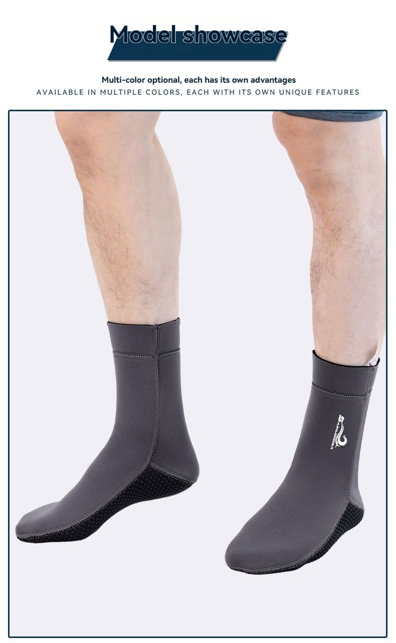 unisex diving socks, 3MM neoprene socks, mid-calf diving socks, hook-and-loop view 9