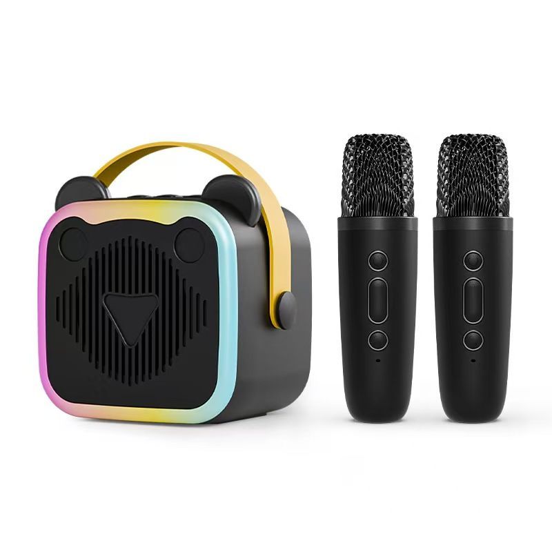 Mini Cat Ear Karaoke Machine Wireless Microphones USB Rechargeable RGB Party view 5