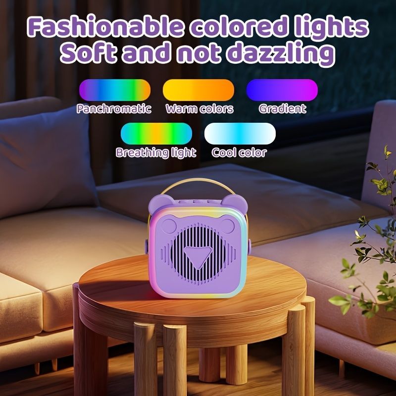 Mini Cat Ear Karaoke Machine Wireless Microphones USB Rechargeable RGB Party view 10