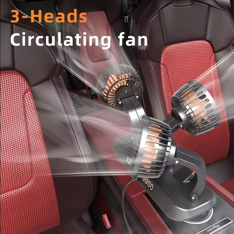3-Head Car Circulating Fan with Multi-Directional Airflow — image 1