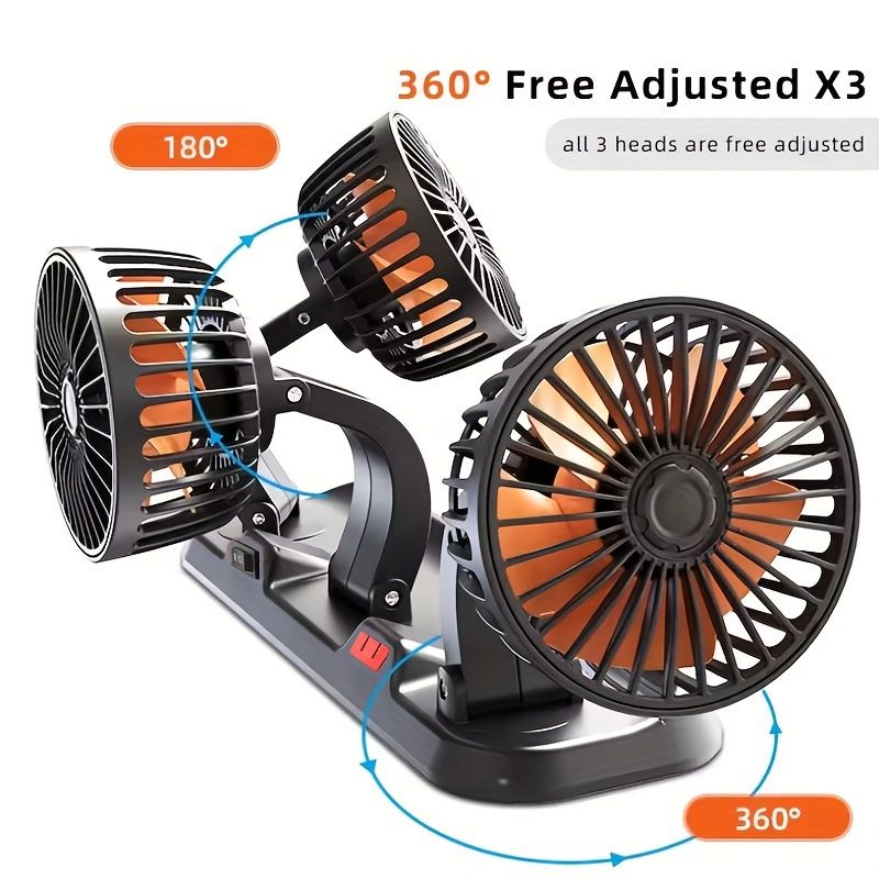 3-Head Car Circulating Fan with Multi-Directional Airflow view 4
