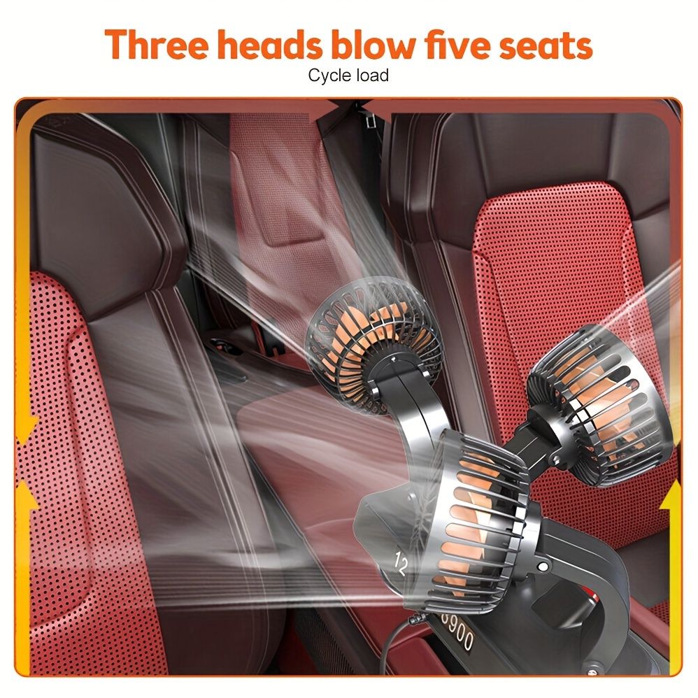 3-Head Car Circulating Fan with Multi-Directional Airflow view 13