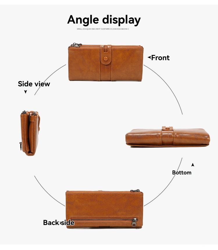 women's leather wallet, anti-skimming wallet, retro style wallet, Korean view 2