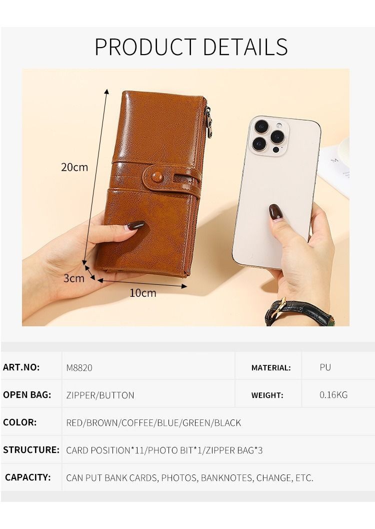 women's leather wallet, anti-skimming wallet, retro style wallet, Korean view 12