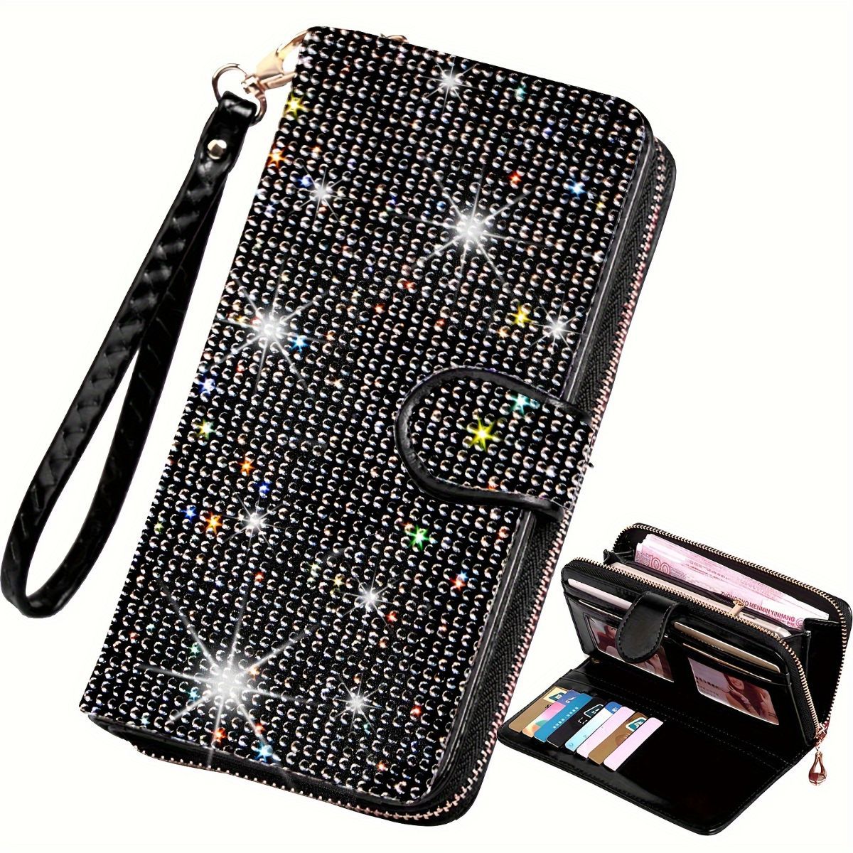 rhinestone card holder, checkbook clutch, rhinestone clutch, multiple card