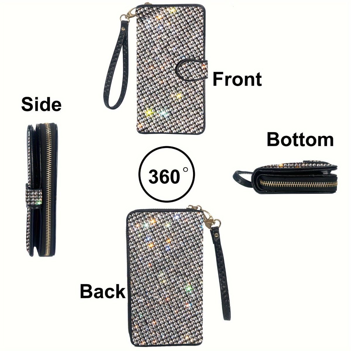 rhinestone card holder, checkbook clutch, rhinestone clutch, multiple card view 3
