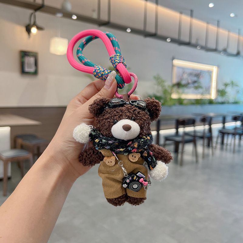 cute plush teddy bear keychain view 3