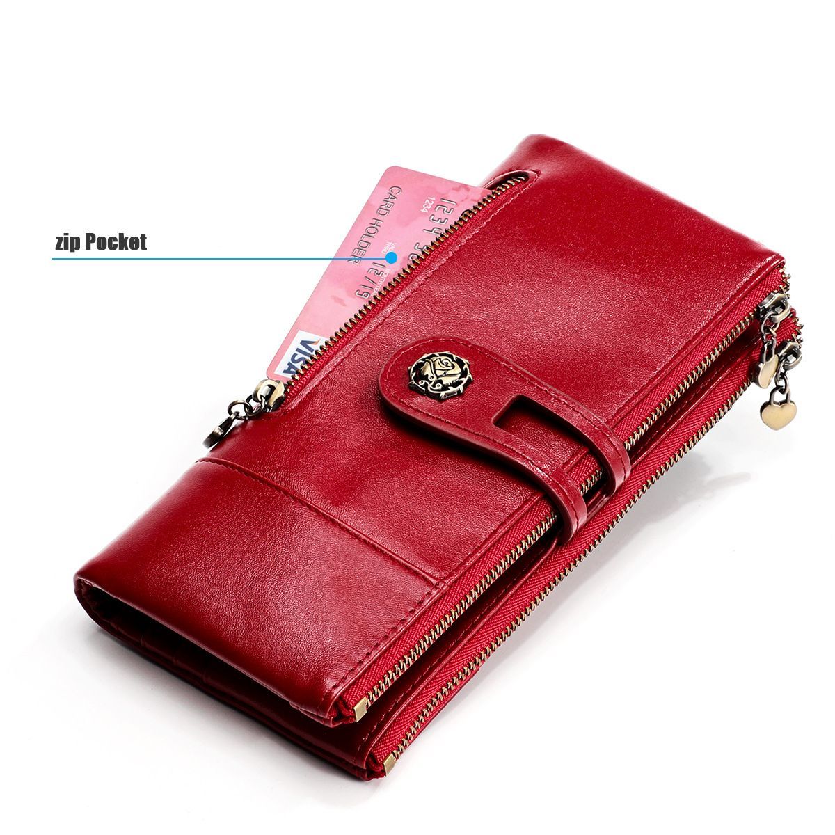 women's leather wallet, anti-skimming wallet, retro style wallet, Korean view 9