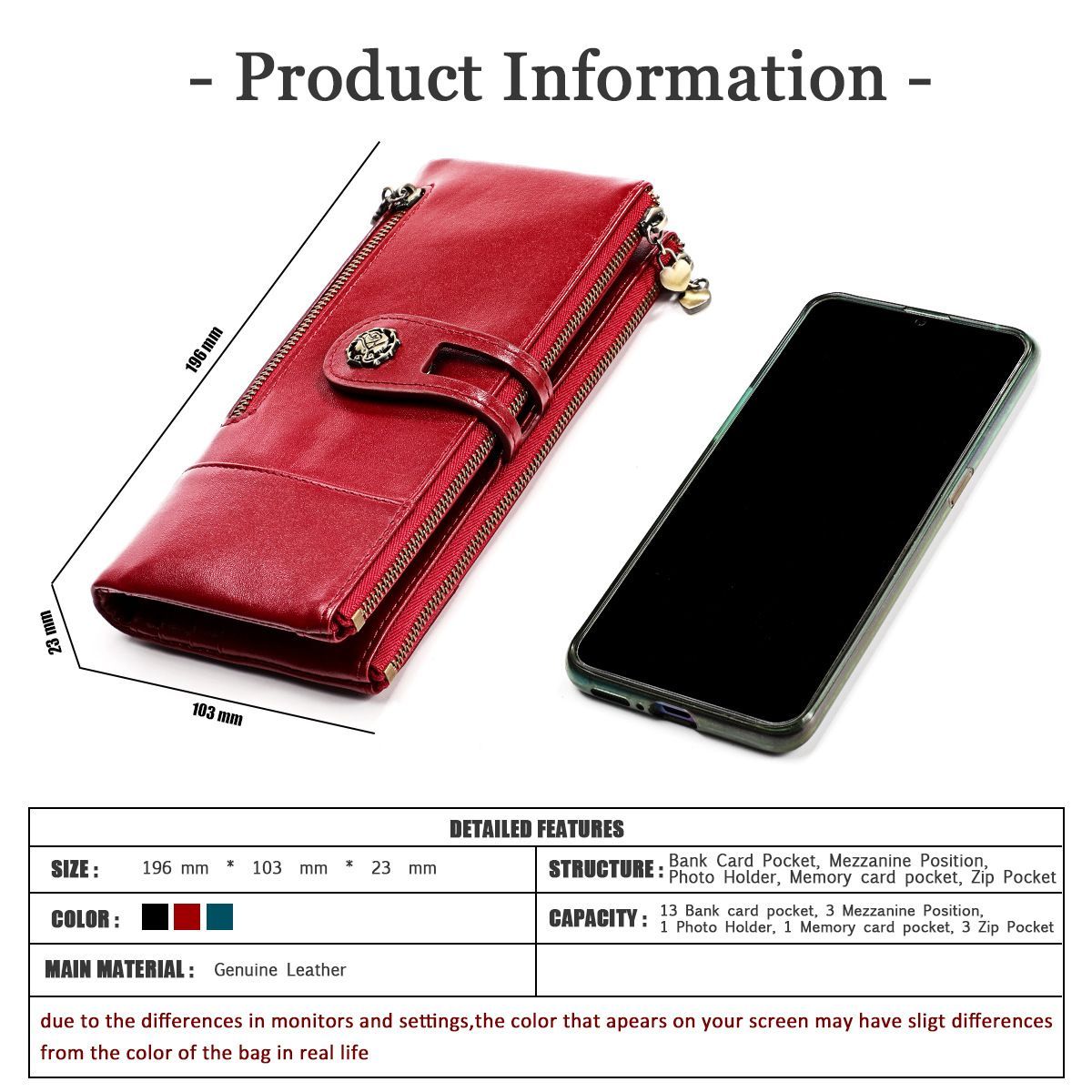 women's leather wallet, anti-skimming wallet, retro style wallet, Korean view 3