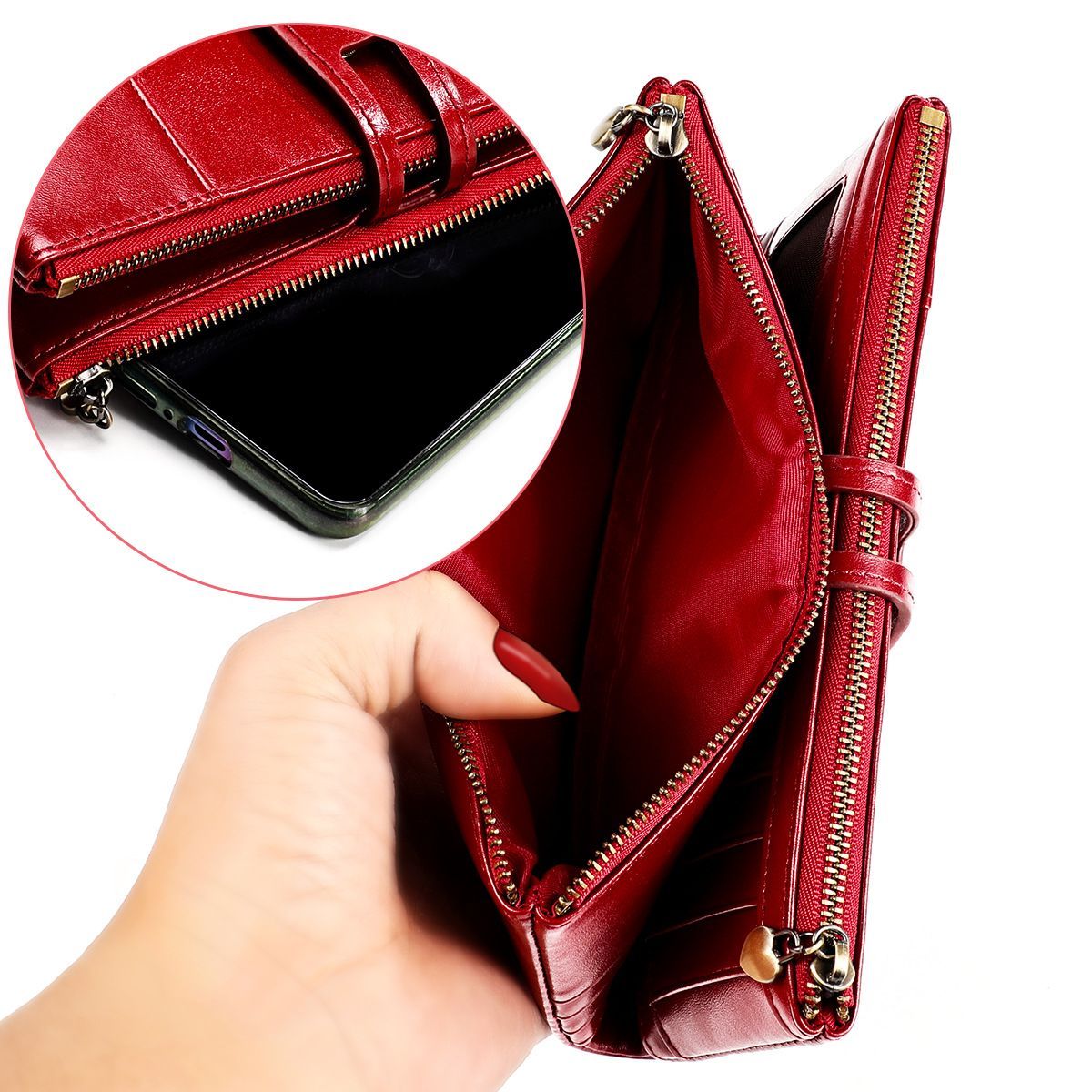 women's leather wallet, anti-skimming wallet, retro style wallet, Korean view 12