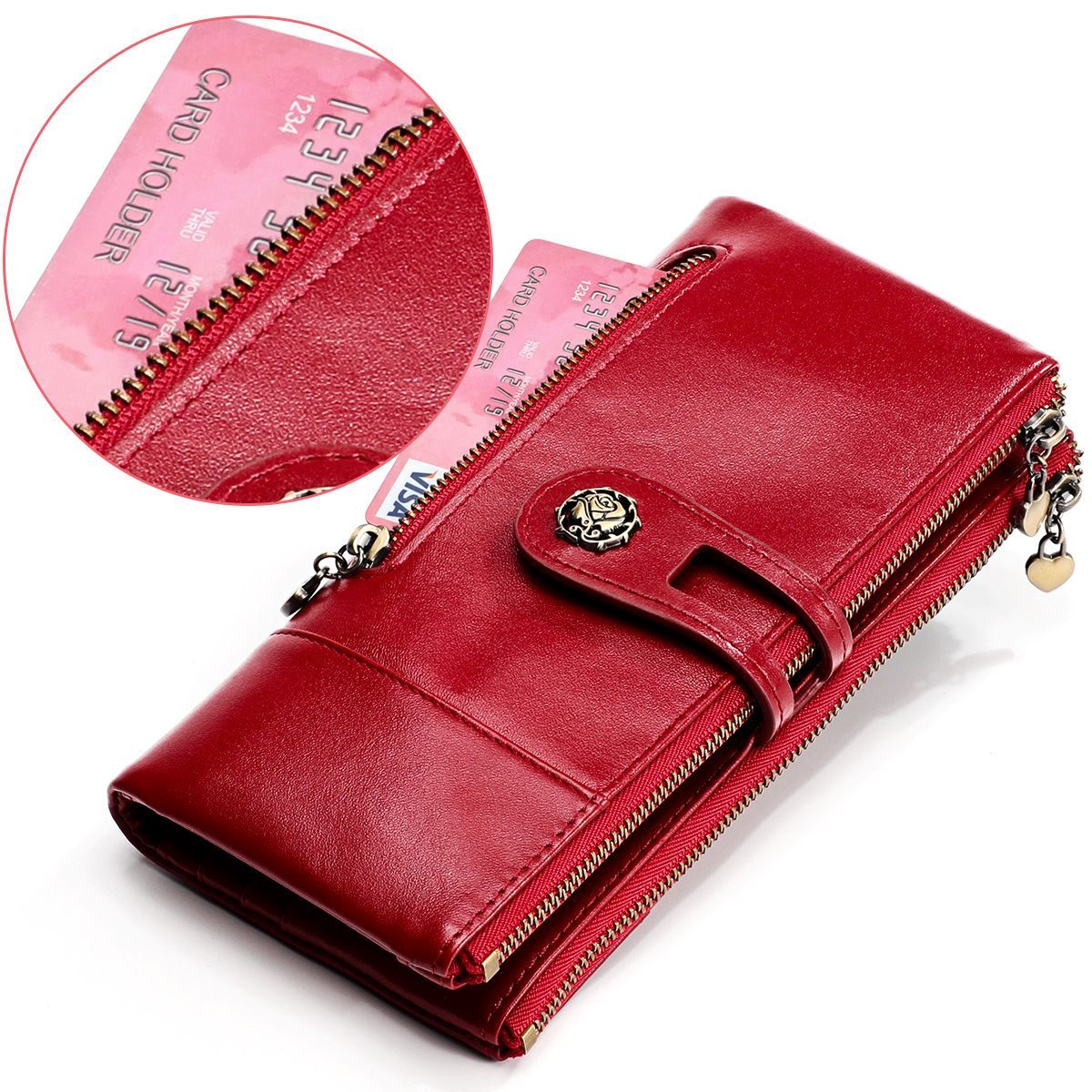 women's leather wallet, anti-skimming wallet, retro style wallet, Korean view 13