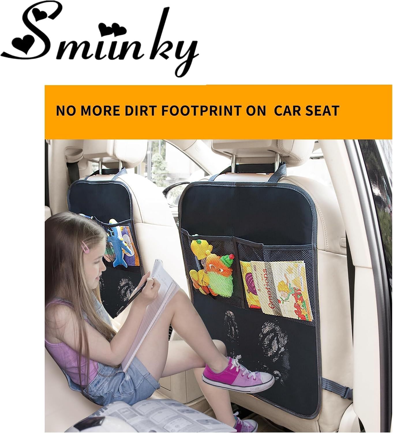 Kicking Mat with Organizer - 2 Pack Rear Seat Protector Seat Cover for your car view 3