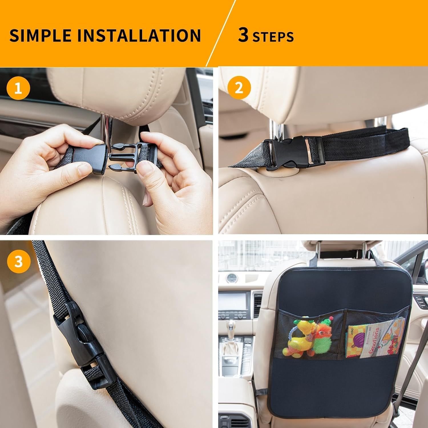Kicking Mat with Organizer - 2 Pack Rear Seat Protector Seat Cover for your car view 4