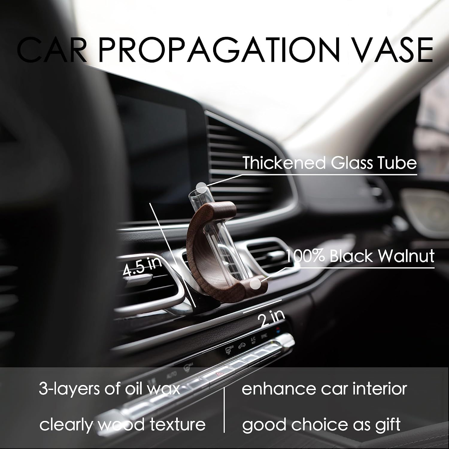 Car Dashboard Decorations - Propagation Vase Vent Clip for Fresh/Dried Flowers view 3