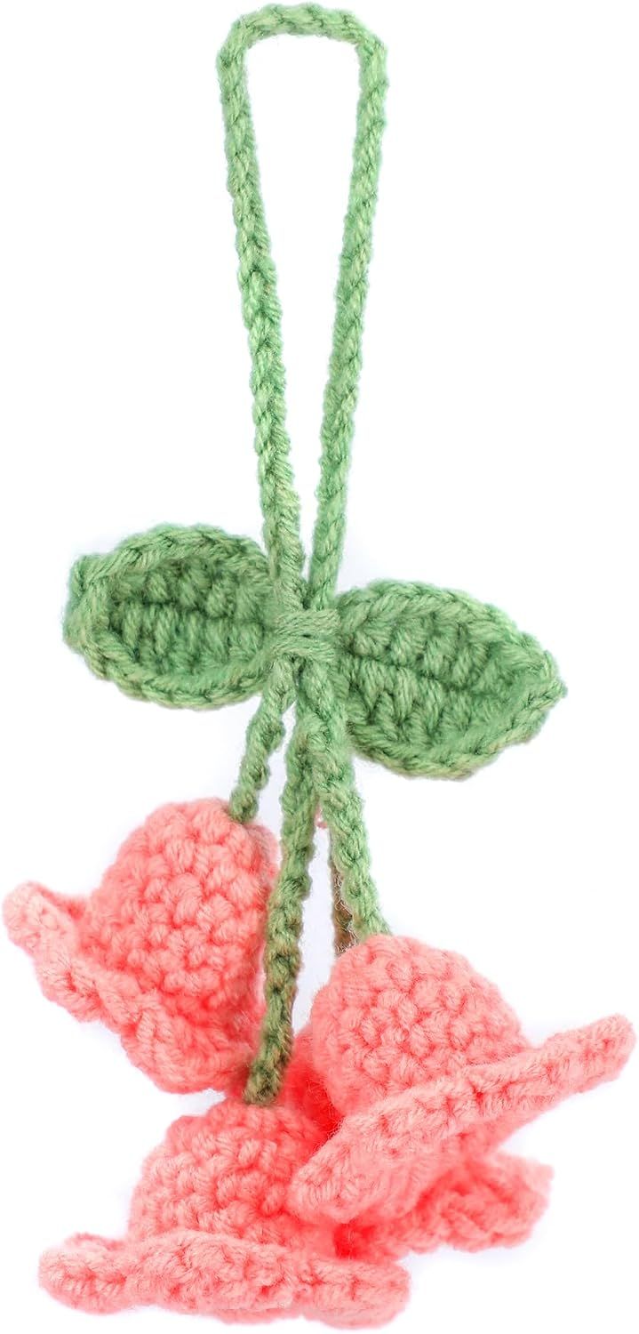 Lily Flower Hand Knitted Car Mirror Suspension Accessories view 2