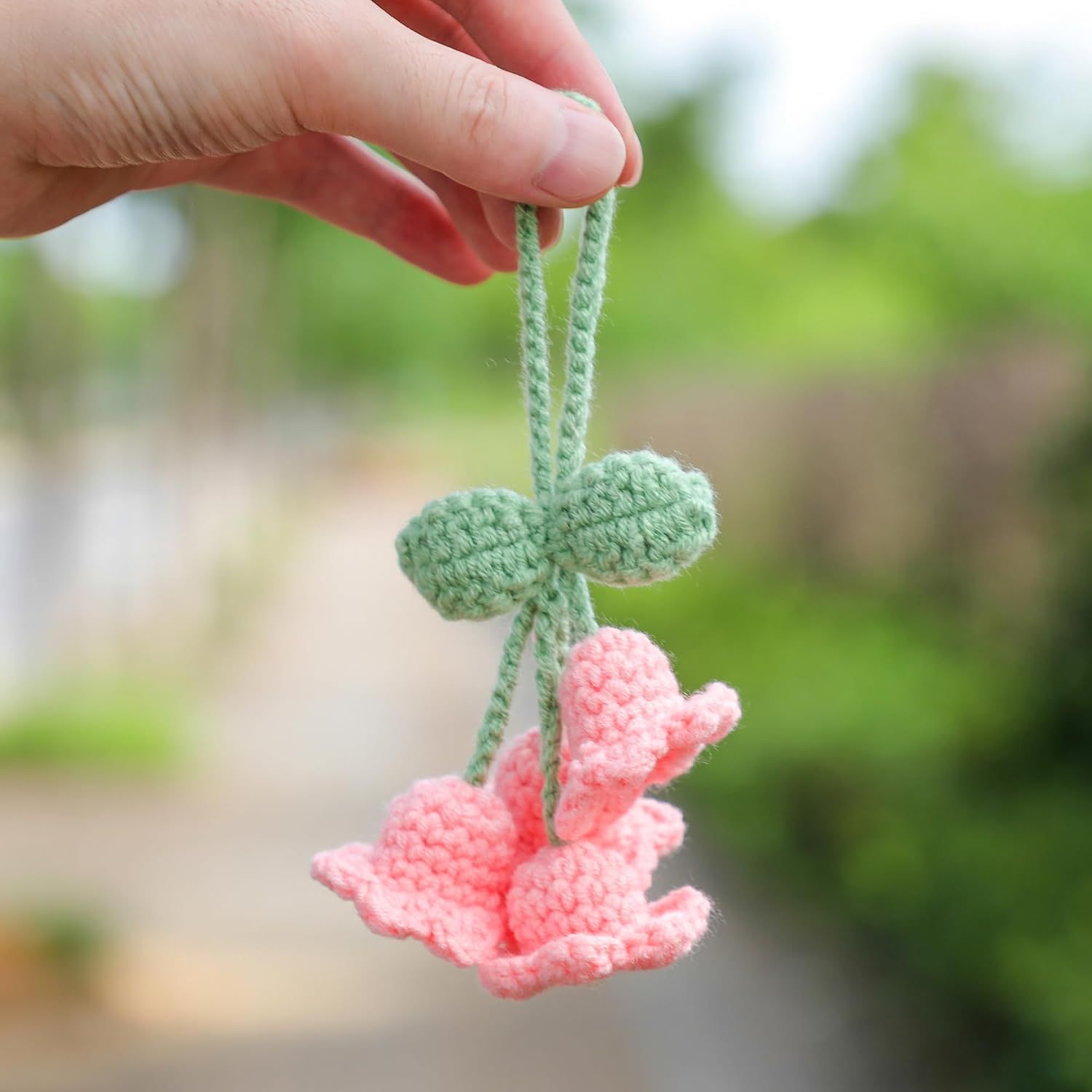 Lily Flower Hand Knitted Car Mirror Suspension Accessories view 3