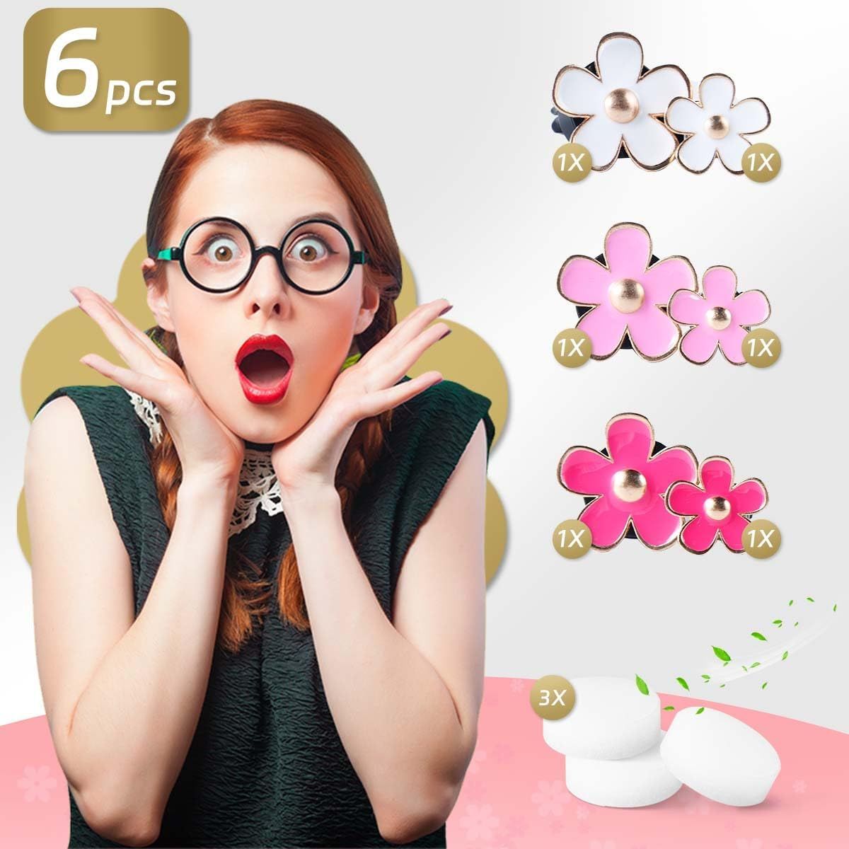 6 PCS Car Air Vent Clips Colorful Daisy Flower Car Air Freshener Clip Air view 3