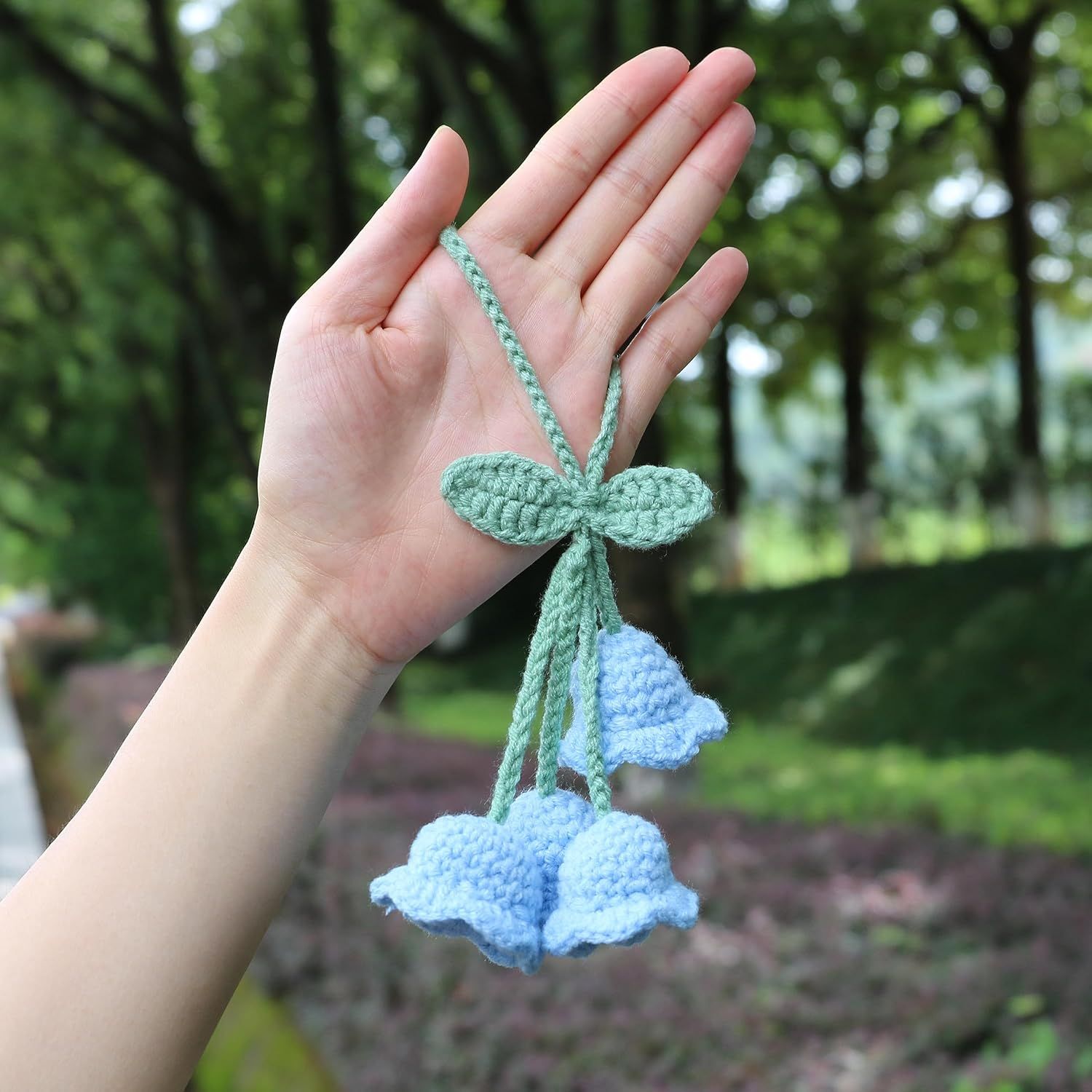 Lily Flower Hand Knitted Car Mirror Suspension Accessories view 2