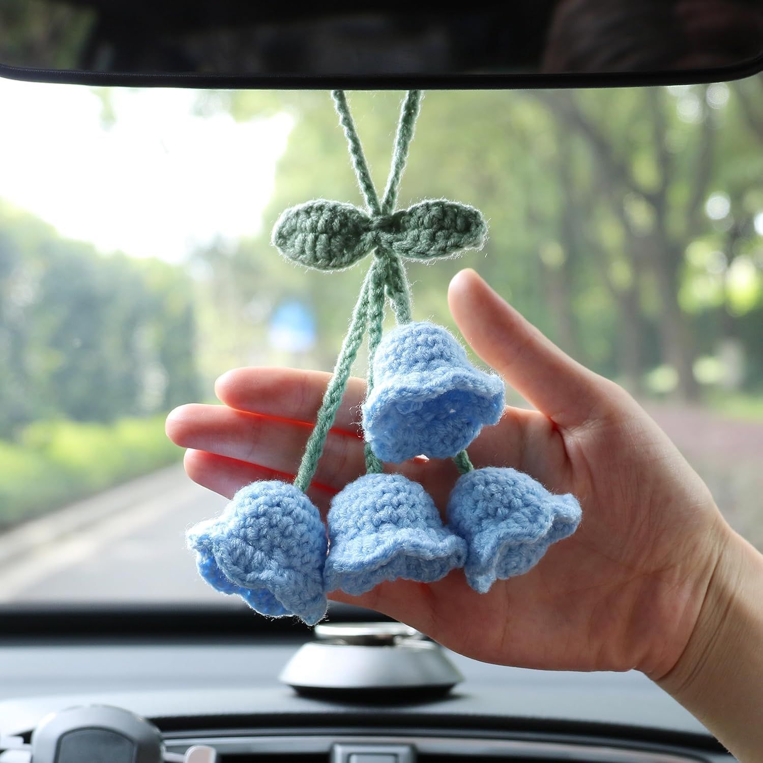 Lily Flower Hand Knitted Car Mirror Suspension Accessories view 4