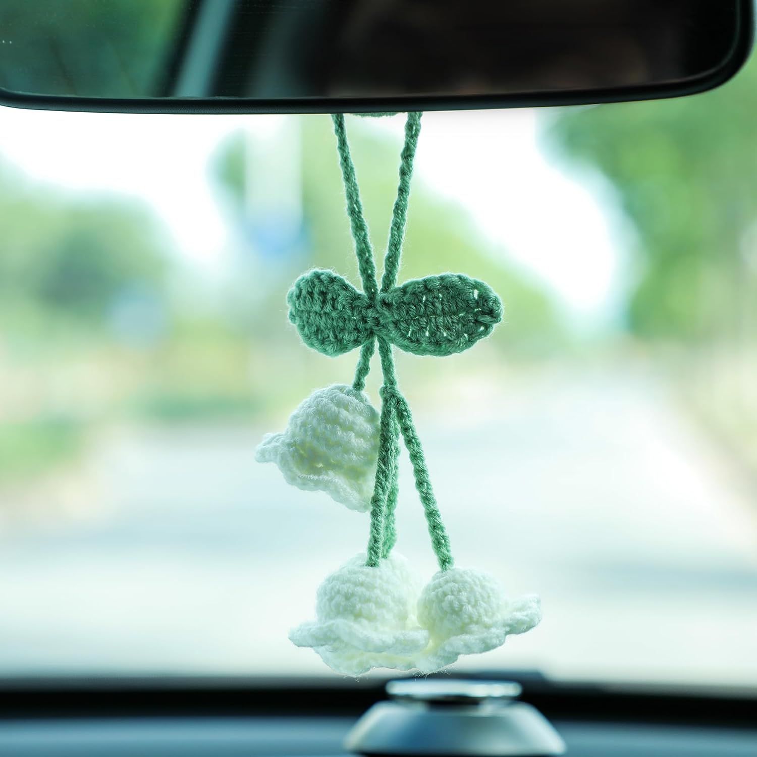 Lily Flower Hand Knitted Car Mirror Suspension Accessories view 3