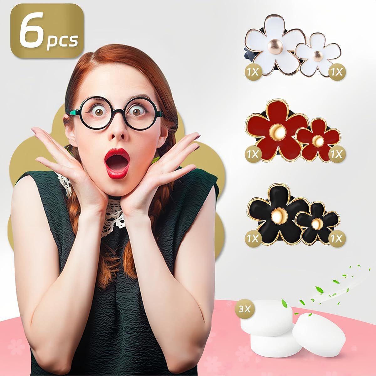 6 Pack Colorful Daisy Flower Car Air Vent Clips Car Air Outlet Freshener Clip view 3